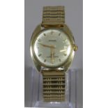 A gentleman's vintage gold plated Longines automatic bracelet watch with satin dial,
