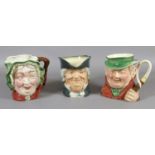 Two Beswick character jugs 'Tony Weller' and 'Sairey Gamp' along with a Royal Doulton 'Parson