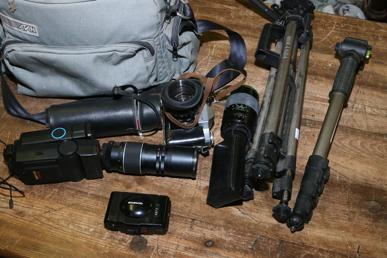 A collection of photographic equipment including cased cameras and tripods, etc. - Image 2 of 3
