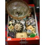 A box of ceramics to include Fenton china, Oriental teawares, Coalport,