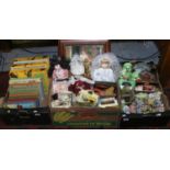 Three boxes of assorted childrens dolls,