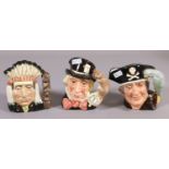 Three Royal Doulton miniature character jugs: Long John Silver,