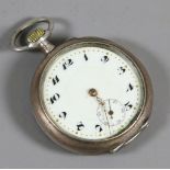 A Continental silver cased fob watch with subsidiary seconds dial.
