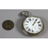 A silver cased pocket watch with enamel dial,