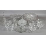 A collection of glassware to include lead crystal and cut glass dishes, fruit bowl, decanter etc.