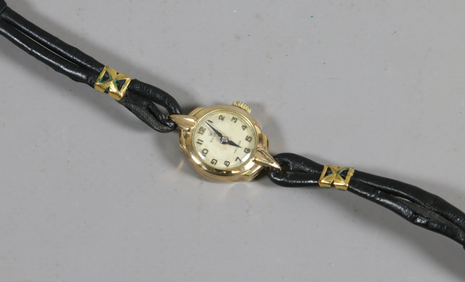 A ladies 9 carat gold cased manual Rolex Precision wristwatch.