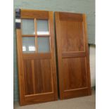 Four exterior doors blanks with walnut and ash veneer including two glazed examples 6' 6" x 2' 9".