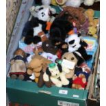 A box of assorted teddy bears and collectables including cabinet plates and ornaments and T Y bears.