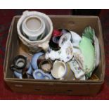 A good box of various ceramics to include Wedgwood and Carlton ware examples.