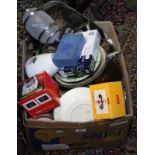 A box of miscellaneous including art pottery other ceramics including J & G Meakin, Sylvac etc,