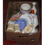 A box of miscellaneous to include Cornish kitchenware by T. G. green, Minton, Royal Grafton etc.