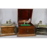 An Academy number 2 gramophone player along with two others including His Master Voice example (AF).