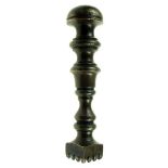 An all metal copper allow pastry print of baluster form with 'mushroom' top, square print, early