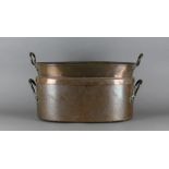 A large Victorian copper fish kettle with cover and lift-out interior. 34cm high x 59cm long x