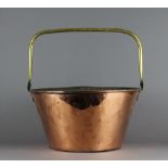 A large 19th century copper and brass dairy pan. 41cm diameter. Good condition.