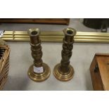 Pair of bronze 19th Century candlesticks