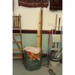 Bag of curtains, various curtain poles and fittings