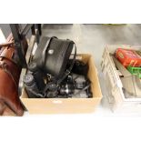 Box of 5 binoculars, with 1 case