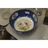 Royal Doulton pottery 'Blue Scale' bowl printed and painted with flowers and Asiatic pheasant,