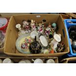 Box of ceramics including Victorian and figures