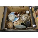 Box of various studio pottery