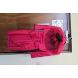 1980's silk cerise pink three piece outfit including dress, jacket and hat by 'Parigi Soir'. (