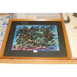 20th Century School - Oil and watercolour - Unsigned Abstract, 37cm x 52cm, in wood frame and