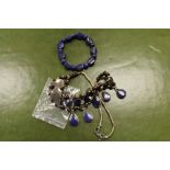 Silver lapis lazuli necklace, earrings & bracelet