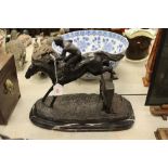 Reproduction bronze horse & jockey