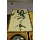 Chinese School - Brush painting, 81cm x 53cm, in limed wood frame and glazed Good condition