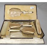 Silver Enamelled Five Piece Brush Set, Birmingham 1931