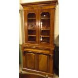 Victorian Mahogany Glazed Bookcase on Cabinet