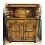 Small Carved Oak Court Cupboard