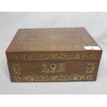 Rosewood and Brass Inlaid Victorian Box