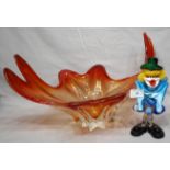 Large Murano Glass Bowl and Clown