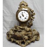 French Gilt Metal Mantle Clock