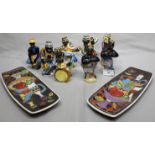 Italian Drioly Liqueur Flasks Band and Two Dishes