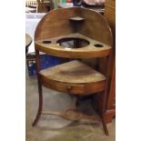 Georgian Mahogany Corner Wash Stand with Drawer