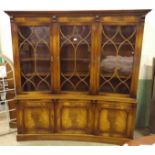 Three Drawer Mahogany Concave Bookcase on Cupboard