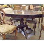 Rosewood Pedestal Extending Dining Table with one Extra Leaf and Inlaid Top