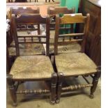 Set of Four Georgian Rush Seat Clun Style Chairs