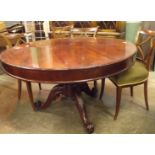 Circular Mahogany Pedestal Dining Table and Six Matching Chairs