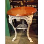 Vintage Pub Table with Mahogany Top in the Viking Pattern (one small part missing)