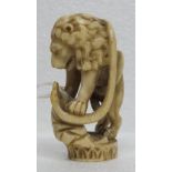 Early Carved Ivory Walking Cane Handle (A/F)