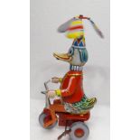 German Tin Plate Toy "Duck on a Tricycle"