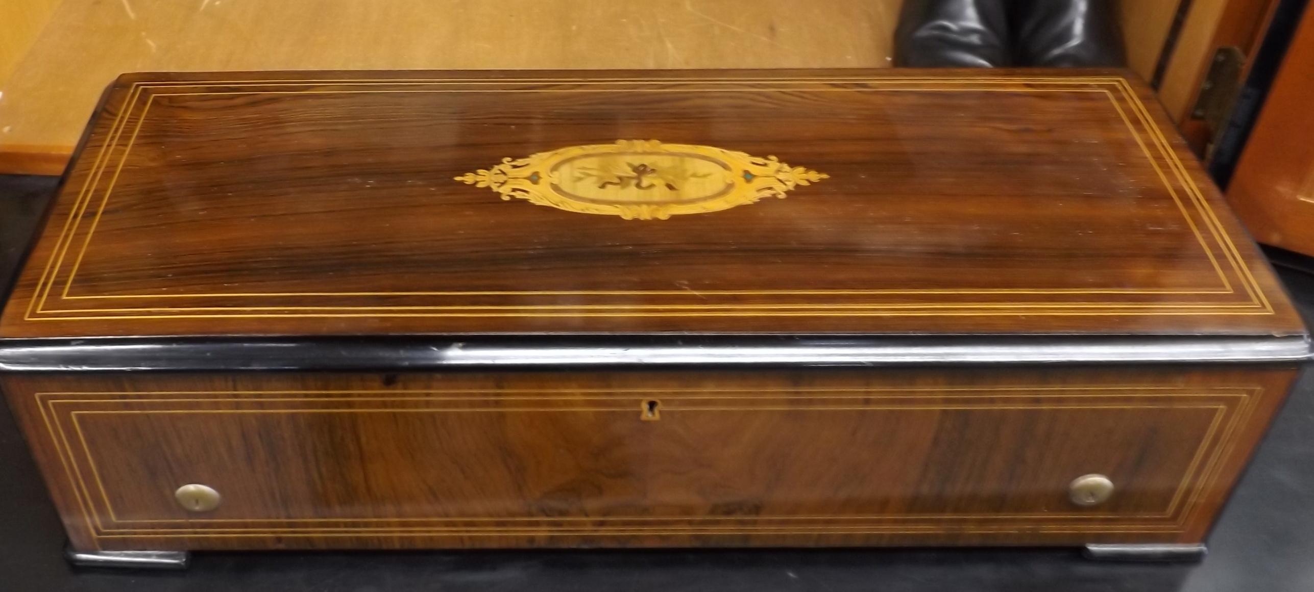 Large 19th Century Swiss Musical Box Playing on Ten Airs