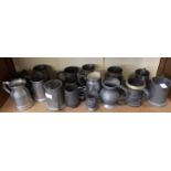 Sixteen Pewter Tankards