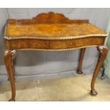 Matching Burr Walnut and Cabriole Leg Serving Table, 43" long