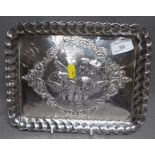 Embossed Hall Marked Silver Tray with Scenes of Angels