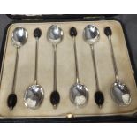 Set of Hall Marked Silver Coffee Bean Spoons